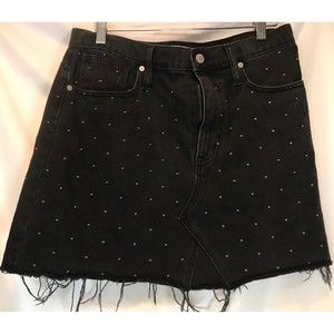 Madewell Rigid Denim A-Line Womens Mini Skirt Metallic Rainbow Dots Edition 30